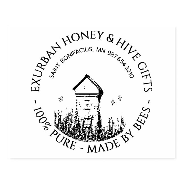Custom Apiary Honey Hive Bees Rubber Stamp (Imprint)