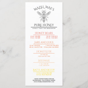Custom Apiary Honey Menu