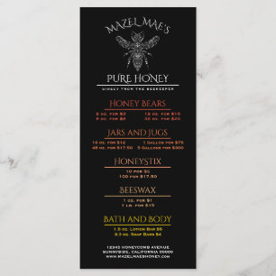 Custom Apiary Honey Menu