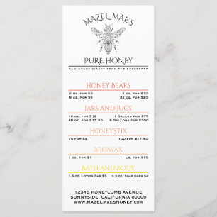 Custom Apiary Honey Menu