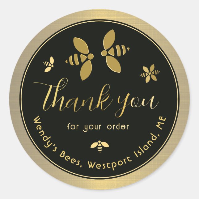 Custom Apiary Thank You for Your Order Little Bees Classic Round Sticker (Front)
