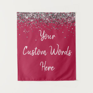 Custom Apple Red Silver Birthday Party Photo Booth Tapestry