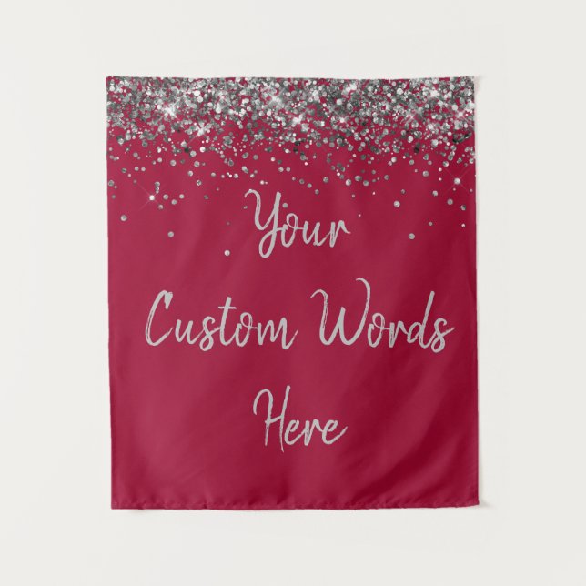 Custom Apple Silver Personalised Photo Booth Prop Tapestry (Front)