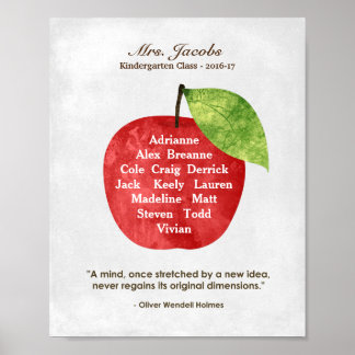 Custom Apple Teacher Appreciation Gift Poster