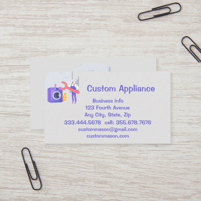 Custom Appliance Service & Repair Business Card Ma (Front/Back In Situ)