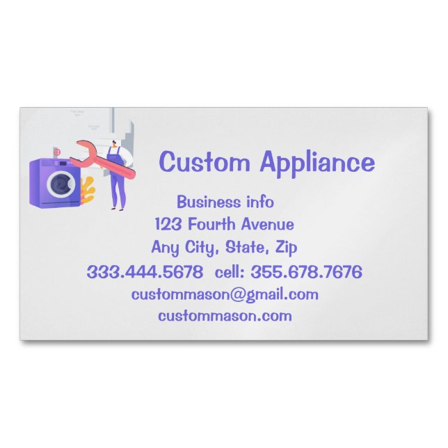 Custom Appliance Service & Repair Magnetic Business Card (Front)