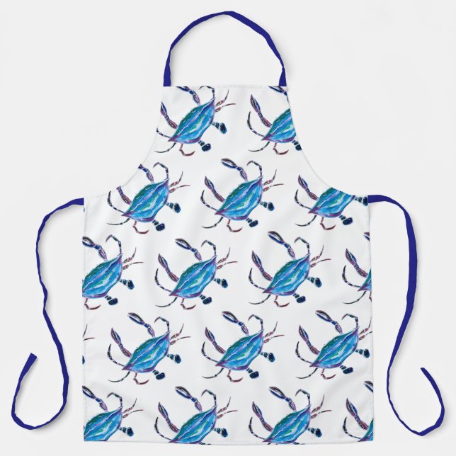 Custom Apron with Original Blue Crab Design (Front)
