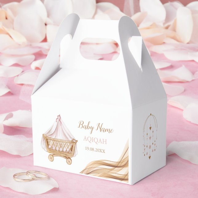 Custom Aqiqah personalised Islamic Baby Shower Favour Box (Wedding)