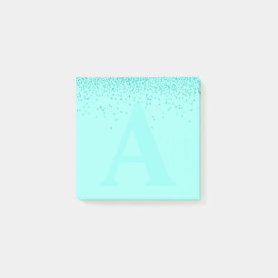 Custom Aqua Glitter Monogram Notepad