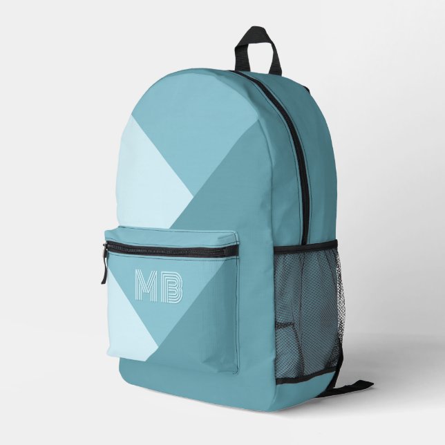 Custom Aqua Teal Green Seafoam Ocean Blue Printed Backpack (Back Corner Right)