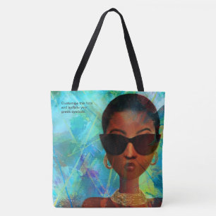 Custom Aqua Wild Black Art Tote Bag