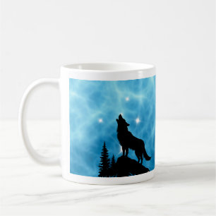 Custom Aqua Wolf Initial Design Coffee Mug