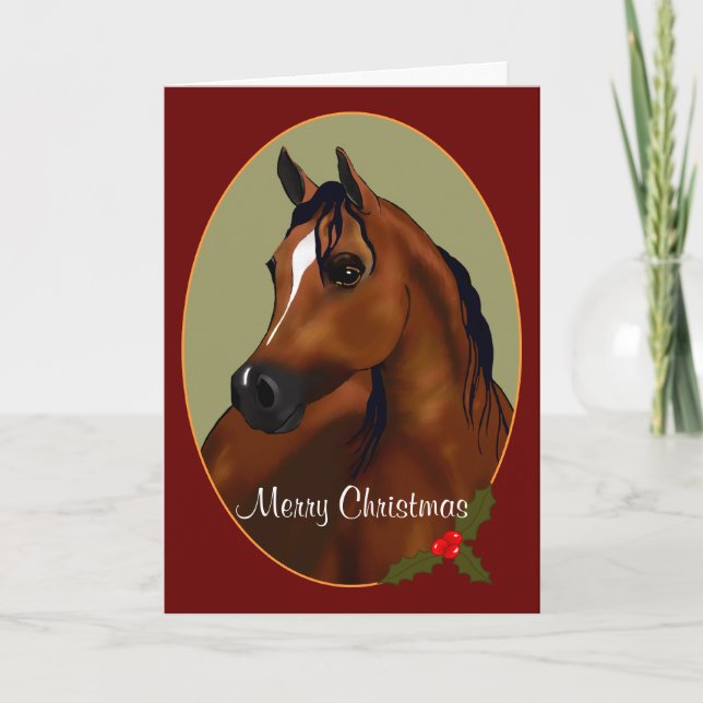 Custom Arabian Horse Christmas Cameo Card (Front)