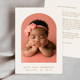custom arch photo simple elegant baby birth announcement