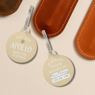 Custom Arched Script Typography Pet Name Tag