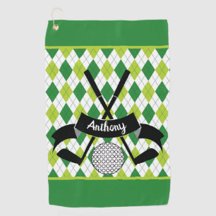 Custom Argyle Green Golf Towel
