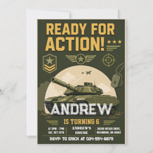 Custom Army Tank Birthday Invitation