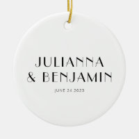 Custom Art Deco Black White Newlywed Name Keepsake