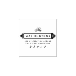 Custom Art Deco Family Name Return Address Rubber Stamp