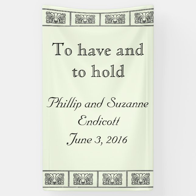 Custom Art Deco Flower Border Wedding Banner (Vertical)