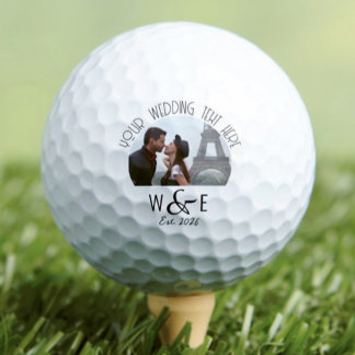 Custom Art Deco Text Golf Ball Wedding Favours