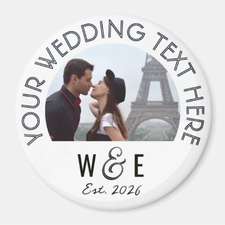Custom Art Deco Text Photo Magnet Wedding Favours