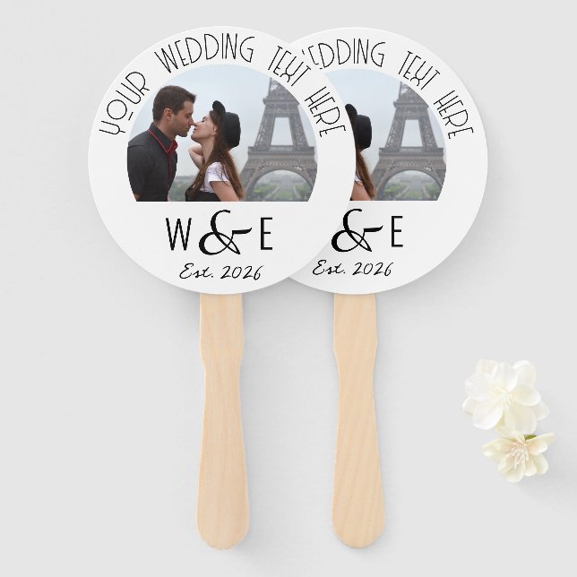 Custom Art Deco Text Program Fans Wedding Favours (Front and Back)