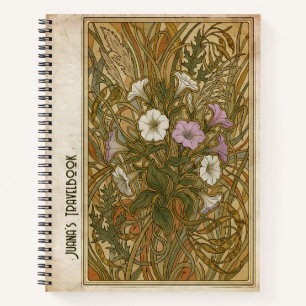 Custom Art Nouveau Petunia Vintage Botanical Notebook