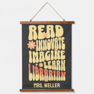 Custom Art Teacher Retro read innovate imagine Hanging Tapestry