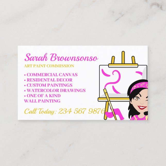 Custom Artist Painting Canvas Business Card (Front)