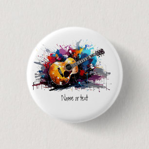 Custom Artistic Abstract Guitar Music Lover's Art  3 Cm Round Badge