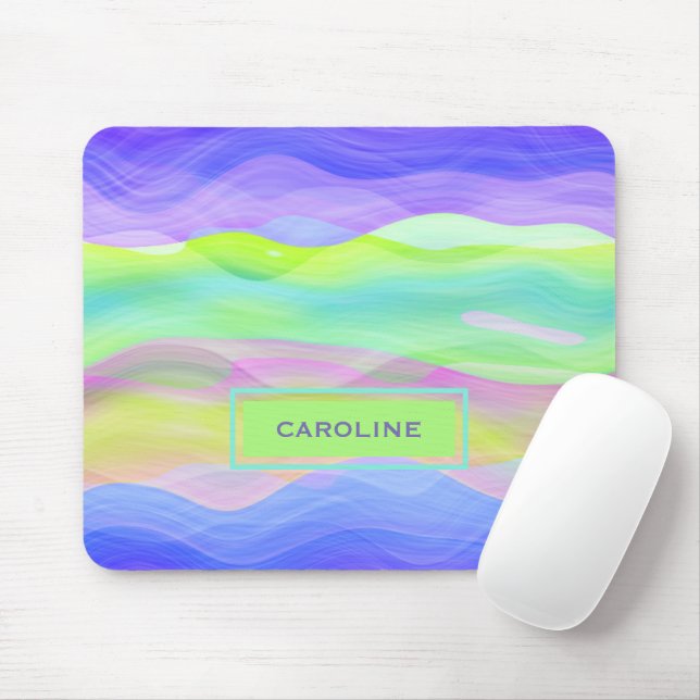 Custom Artistic Abstract Retro Cool Waves Pattern Mouse Mat (With Mouse)