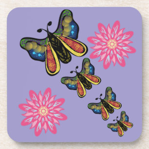 Custom Artistic Butterfly Cascade Coaster