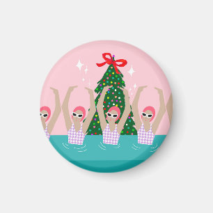 Custom Artistic Swimmers Illustration Christmas    Magnet