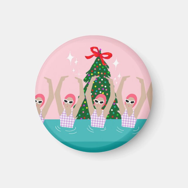 Custom Artistic Swimmers Illustration Christmas    Magnet (Front)