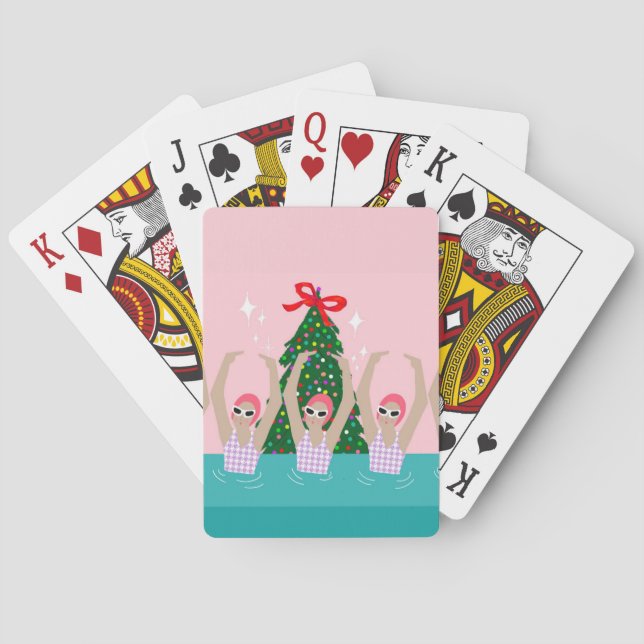 Custom Artistic Swimmers Illustration Swimming  Playing Cards (Back)