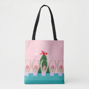 Custom Artistic Swimmers Illustration Swimming Tote Bag