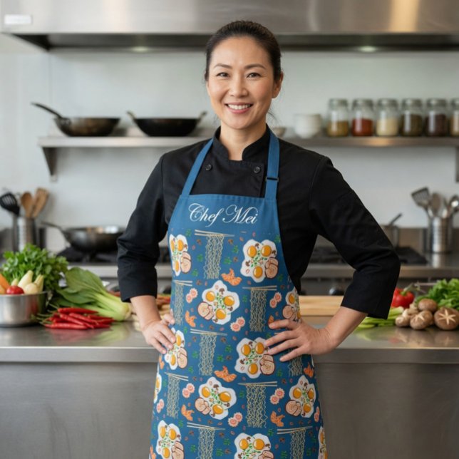 Custom Asian Food Pattern Apron (Creator Uploaded)