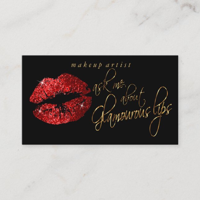 Custom - Ask Me About My Glamourous Red Lips Business Card (Front)