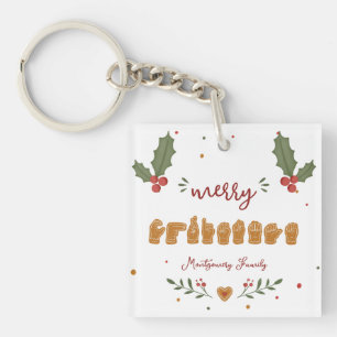 Custom ASL Merry Christmas Gingerbread Hands Key Ring