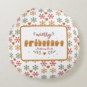 Custom ASL Merry Christmas Gingerbread Hands Round Cushion
