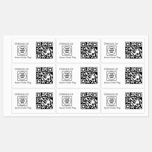 Custom Asset QR | Company Property Business Logo (Sheet)