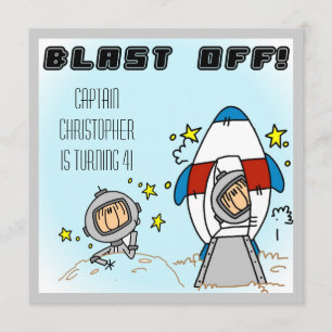 Custom Astronaut Blast Off Birthday Invites