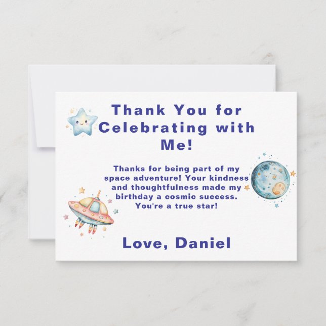 Custom Astronaut Space-Themed Thank You Card (Front)