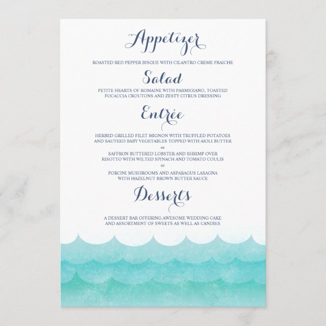 Custom At Sea Nautical Wedding Menu (Front)
