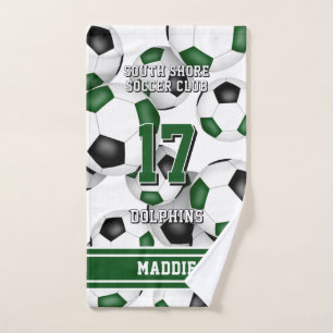 Custom athlete and team name green hand towel