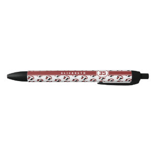 custom athlete name maroon black volleyballs ink pen