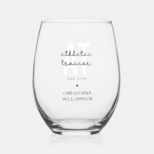 Custom Athletic Trainer AT athletic training Stemless Wine Glass
