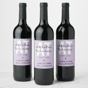Custom Athletic Trainer AT athletic training Wine Label