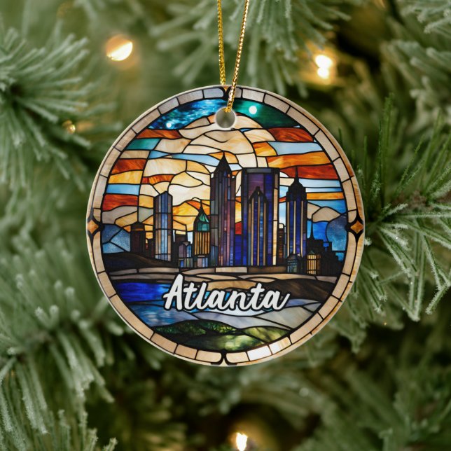 Custom Atlanta Skyline  Ceramic Tree Decoration (Tree)
